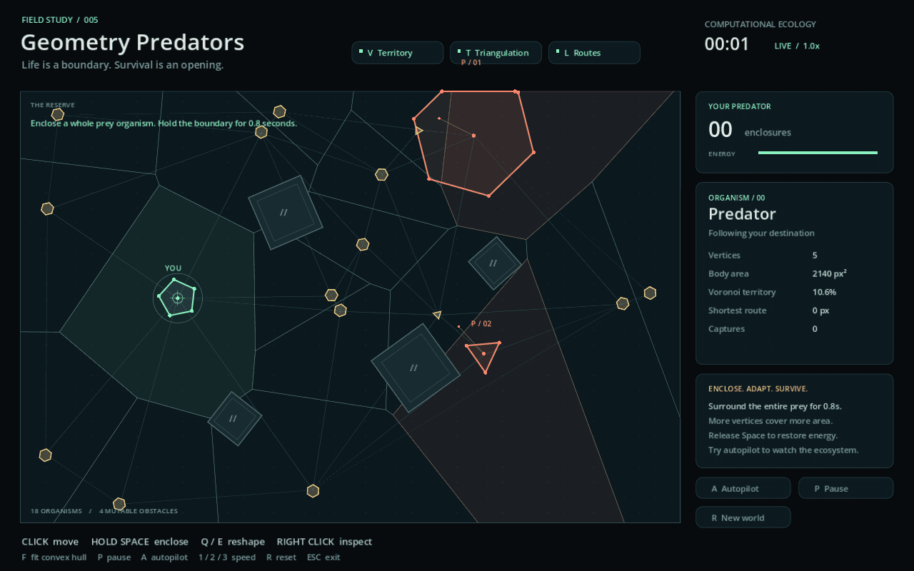 Geometry Predators, one of my three mathematical game prototypes